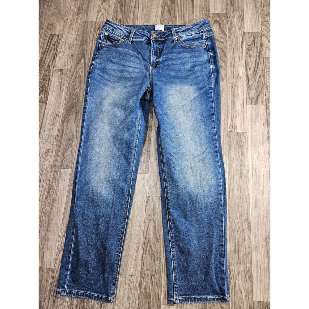 Time and Tru Straight Leg Jeans Womens 14 Short Blue Stretch Denim